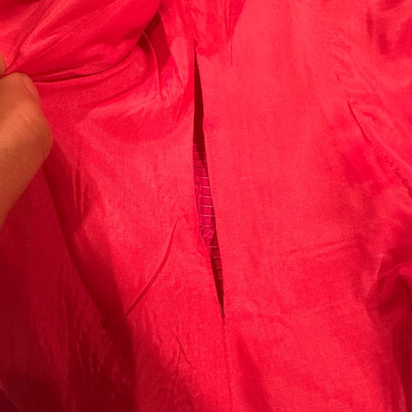 Vintage Black Satin Midi Skirt & Fuchsia Pink W Black Rose Bow Jacket Set NoTag. - Picture 16 of 16